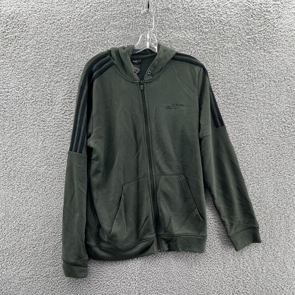 Adidas Full Zip Hoodie Sweatshirt Mens Medium Green Climalite